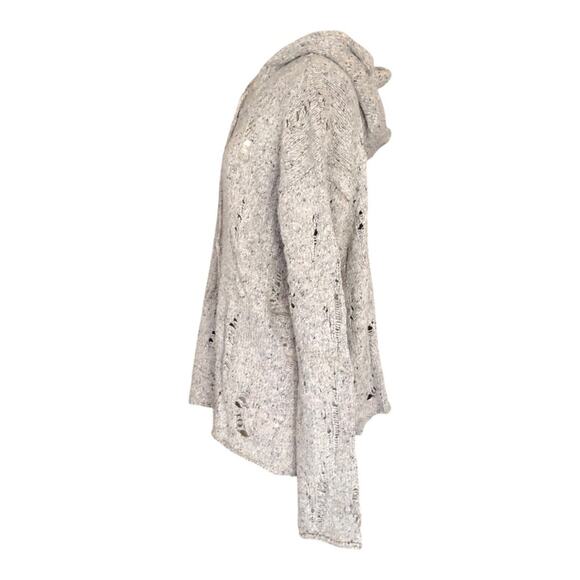 Lovestitch NWT Sweater Gray Open Knit Hooded Long Sleeve Loose Womens M/L - Picture 4 of 12